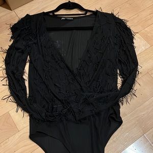 Zara Black Plunging Bodysuit